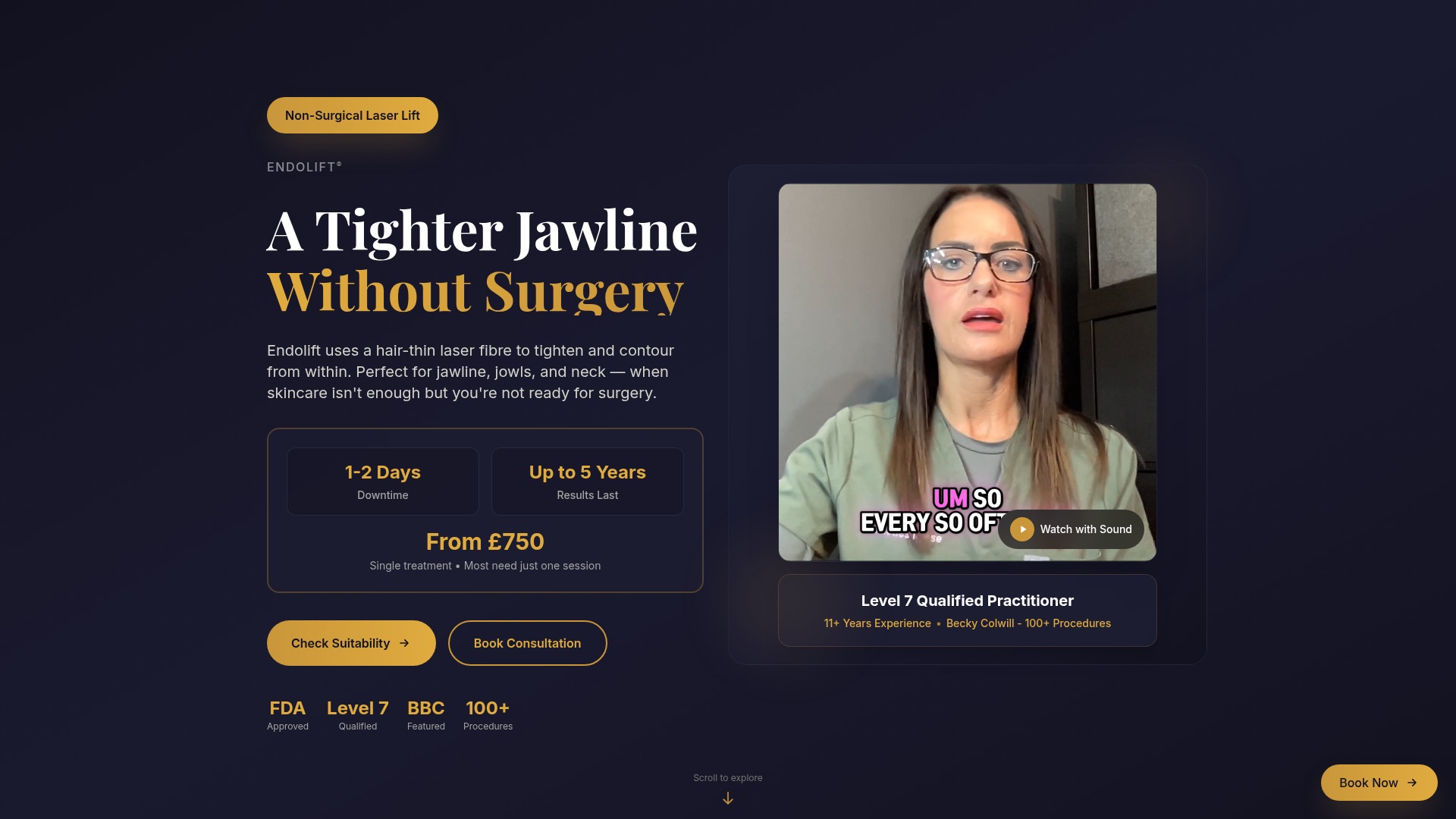 Endolift Wiltshire landing page