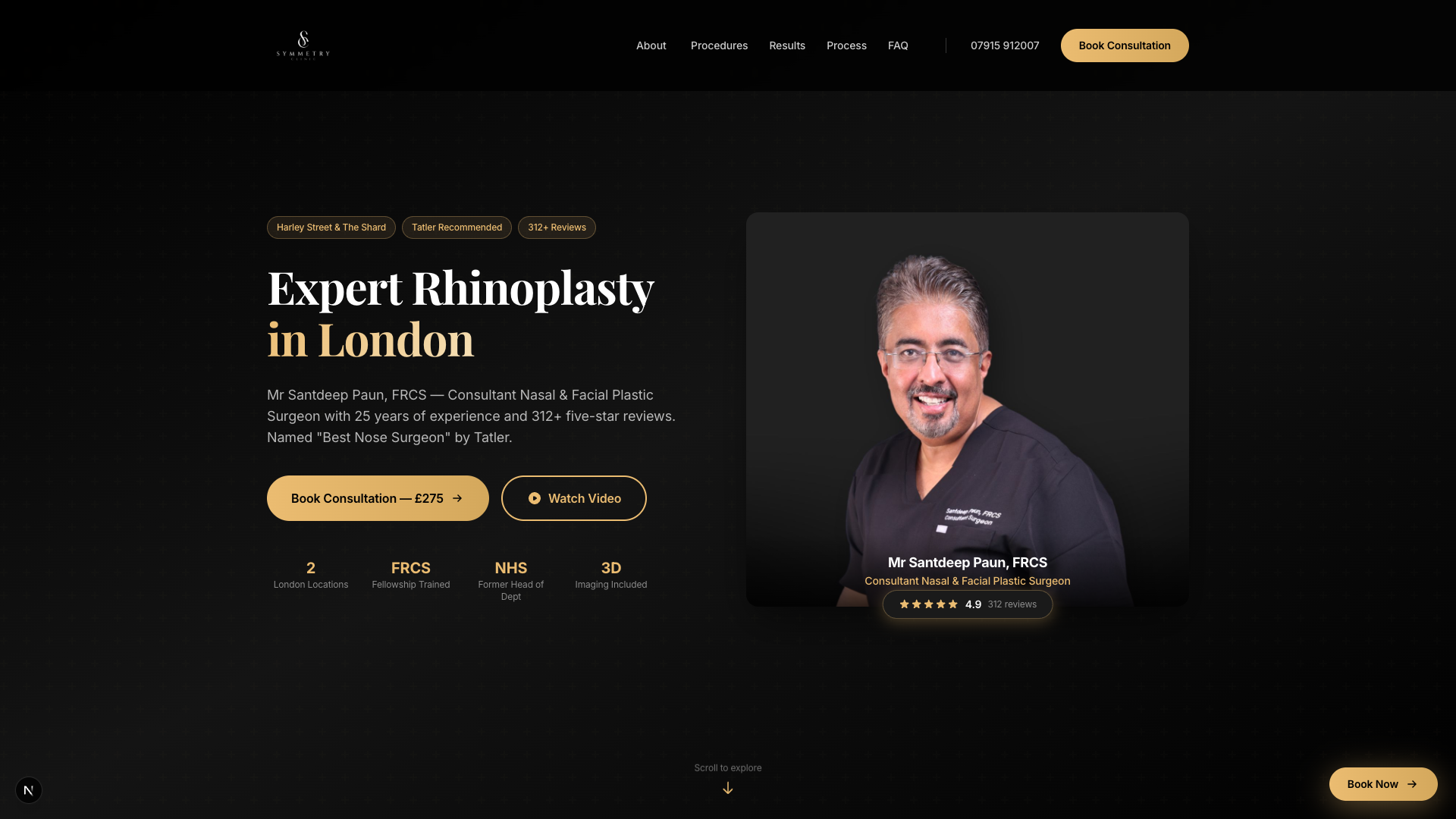 Nose Surgery UK landing page